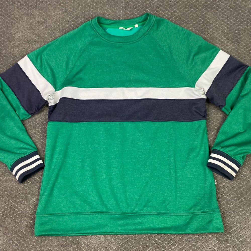 Cotopaxi Bandera Crew Sweatshirt Men's Large Green Navy Blue White Striped